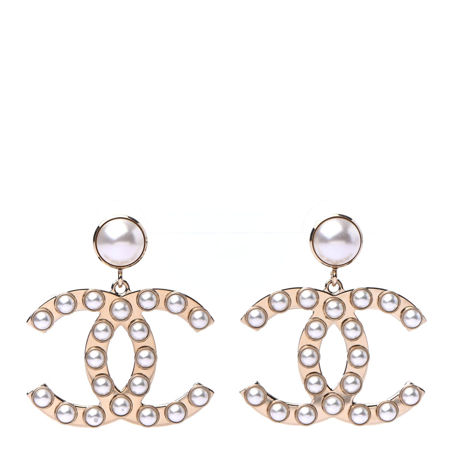 Chanel Pearl CC Drop Earrings Gold 1 of 4