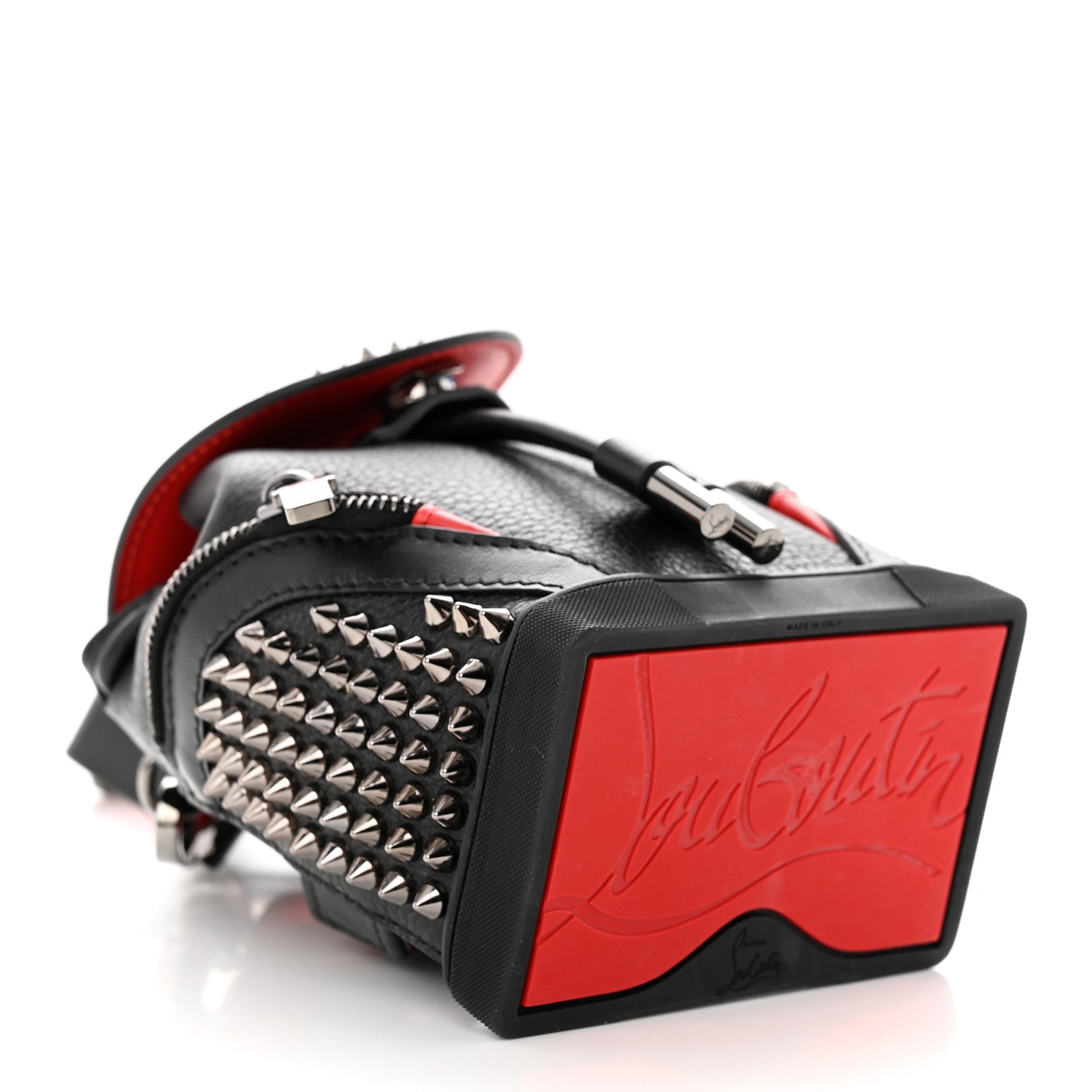 Christian Louboutin Calfskin Spiked Mini Explorafunk Keyring Bag Black 4 of 11