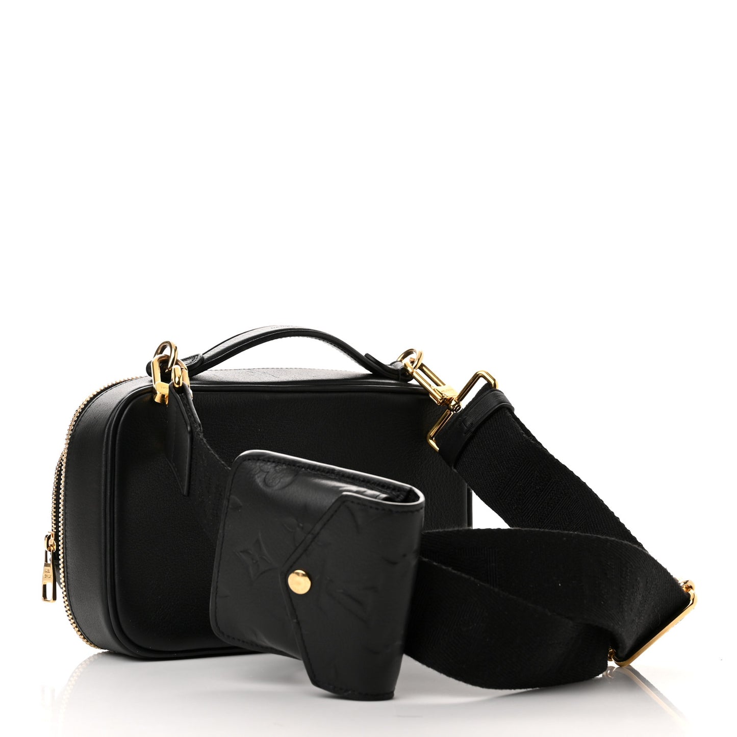 Calfskin Monogram Embossed Utility Bag Black