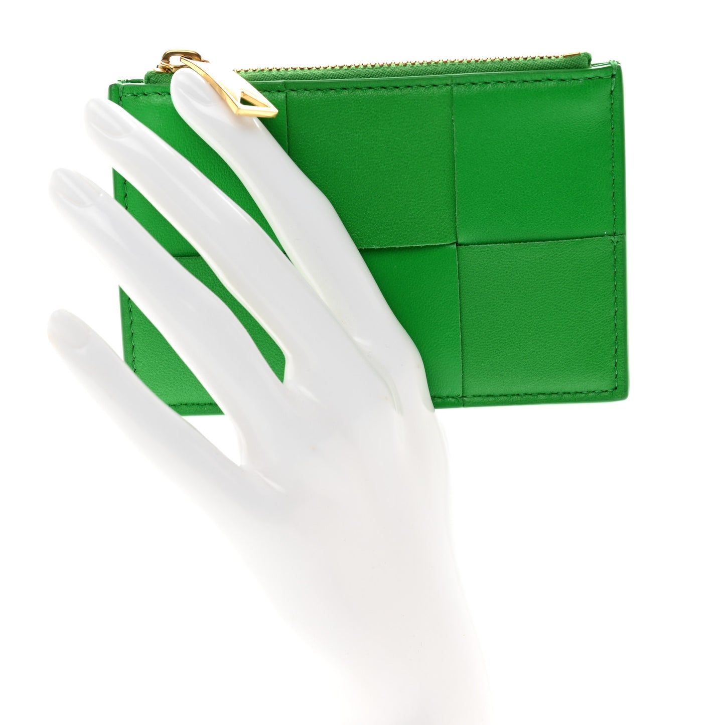 Nappa Maxi Intrecciato Zip Card Holder Parakeet
