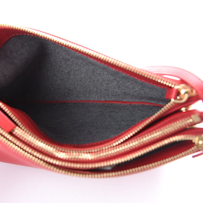 Celine Lambskin Large Trio Crossbody Bag Red 7 of 9