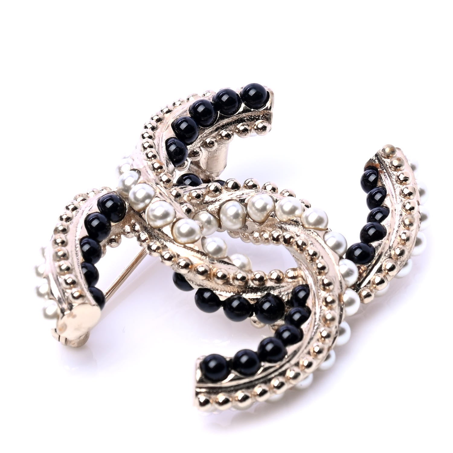 Chanel Resin Pearl Twisted CC Brooch Gold 4 of 5
