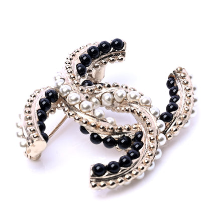 Chanel Resin Pearl Twisted CC Brooch Gold 4 of 5
