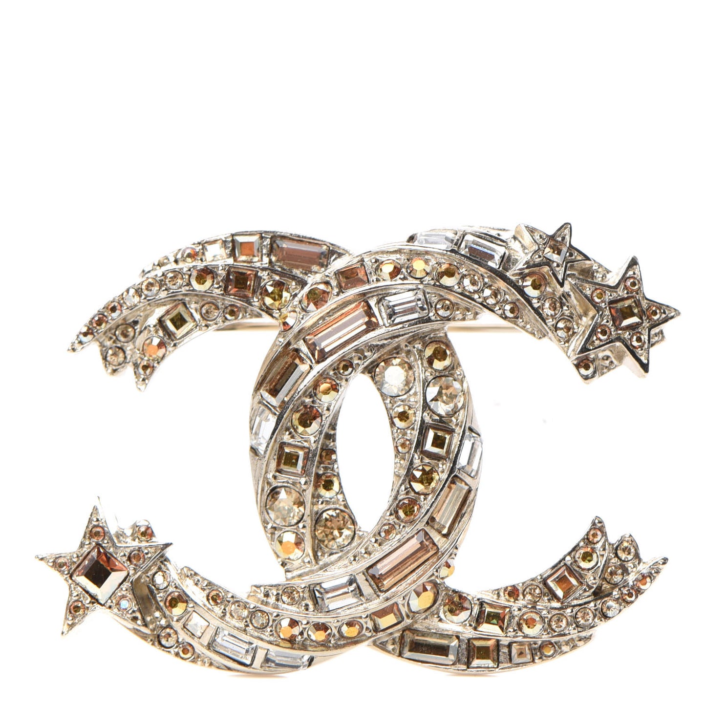 Crystal Starfall CC Brooch Gold