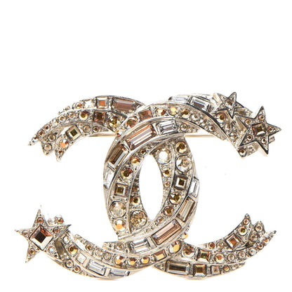 Chanel Crystal Starfall CC Brooch Gold 1 of 4