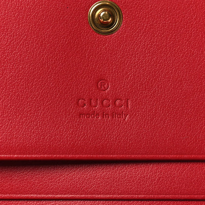 Gucci Calfskin Matelasse GG Marmont Card Case Wallet Hibiscus Red 7 of 10