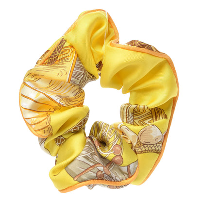 Hermes Silk Patchwork Claudia Scrunchie Multicolore Jaune 3 of 5