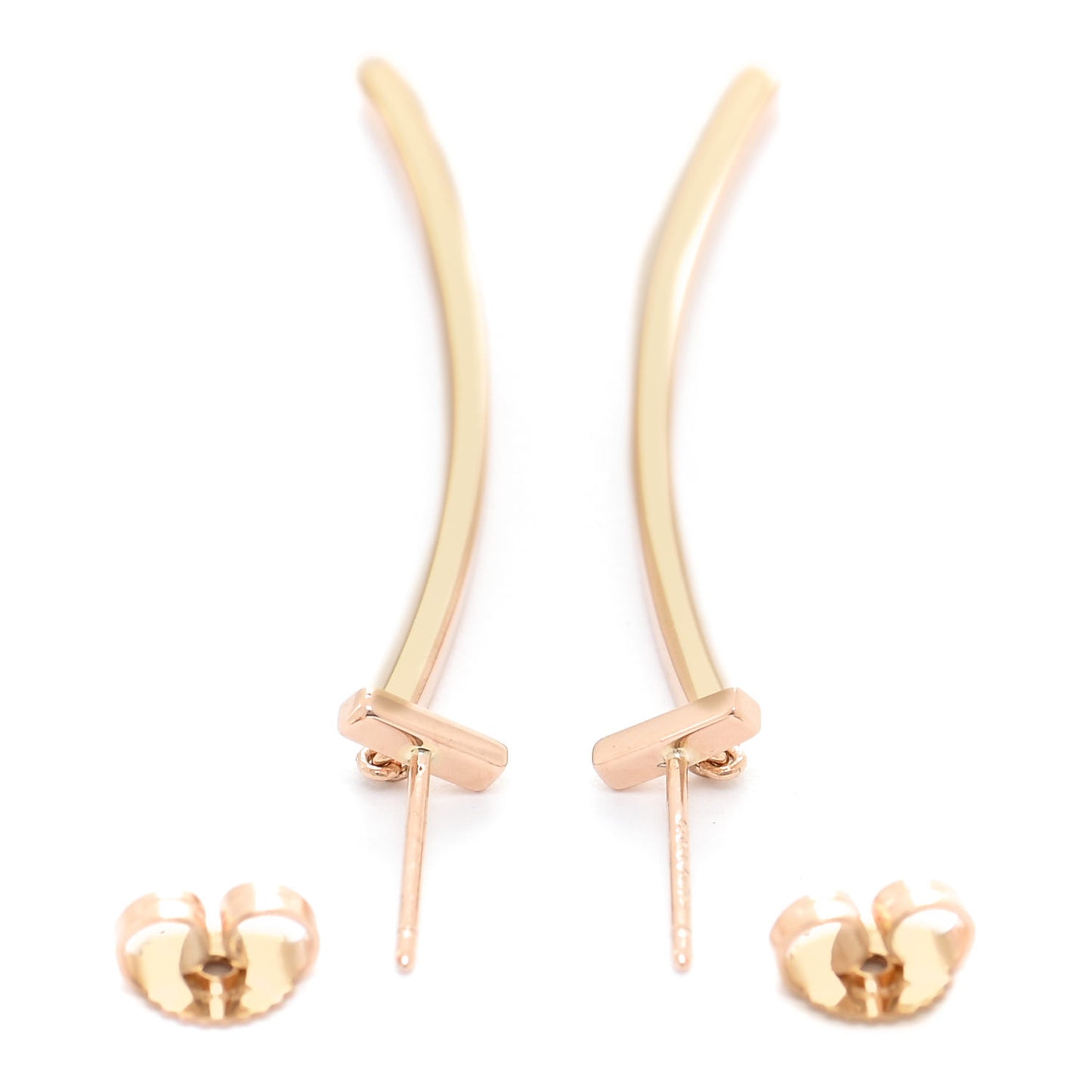 18K Yellow Gold T Bar Earrings