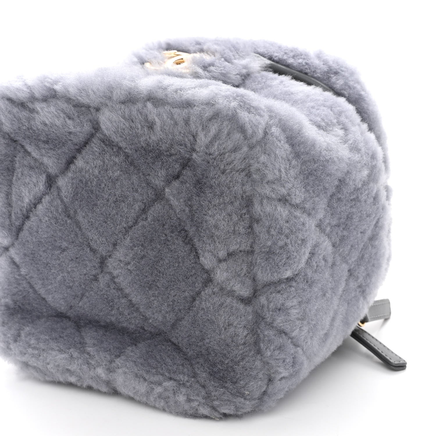 Chanel Shearling Lambskin Quilted Small Vanity Case Grey 10 of 10