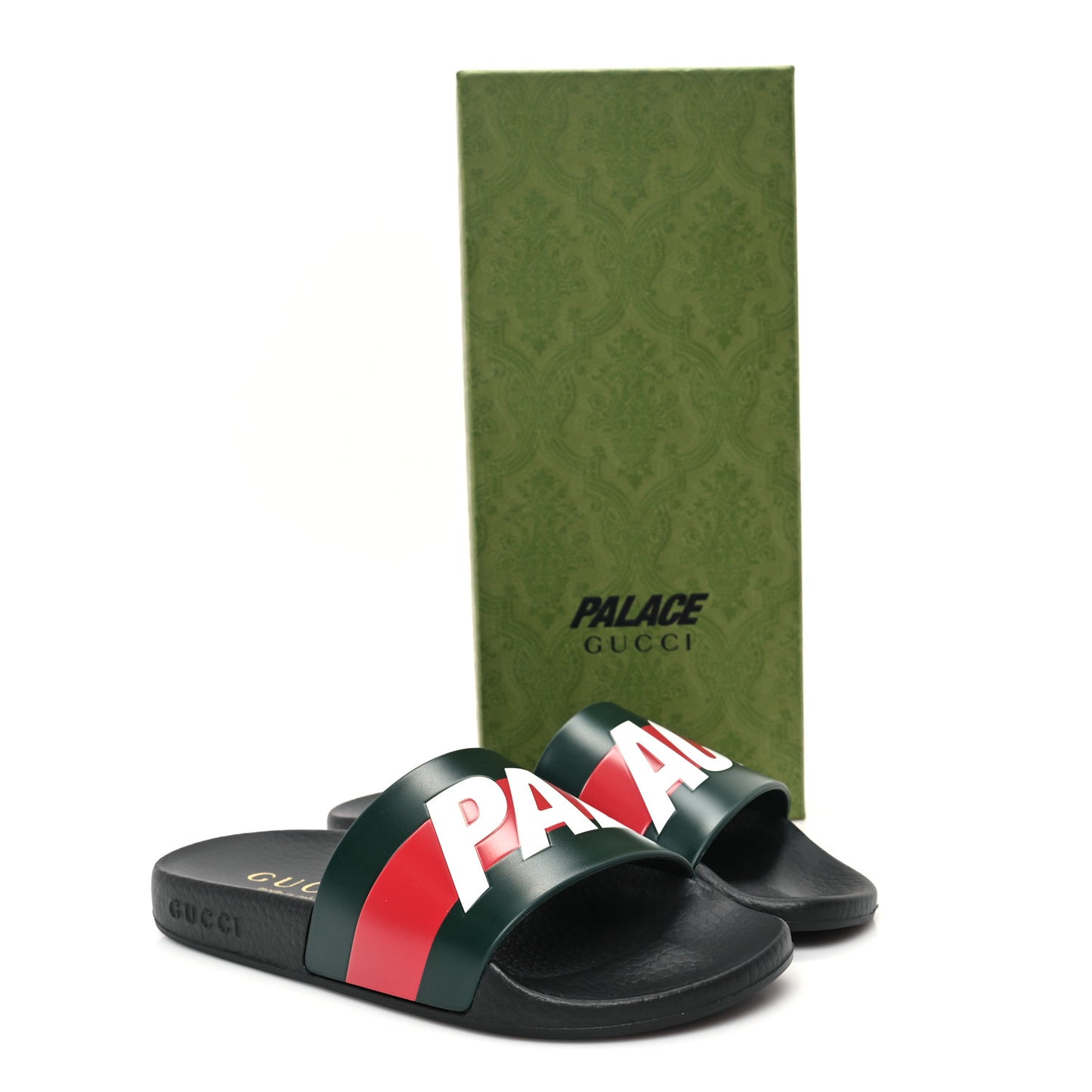 X PALACE Rubber Mens Slide Sandals 8 Black Green Red