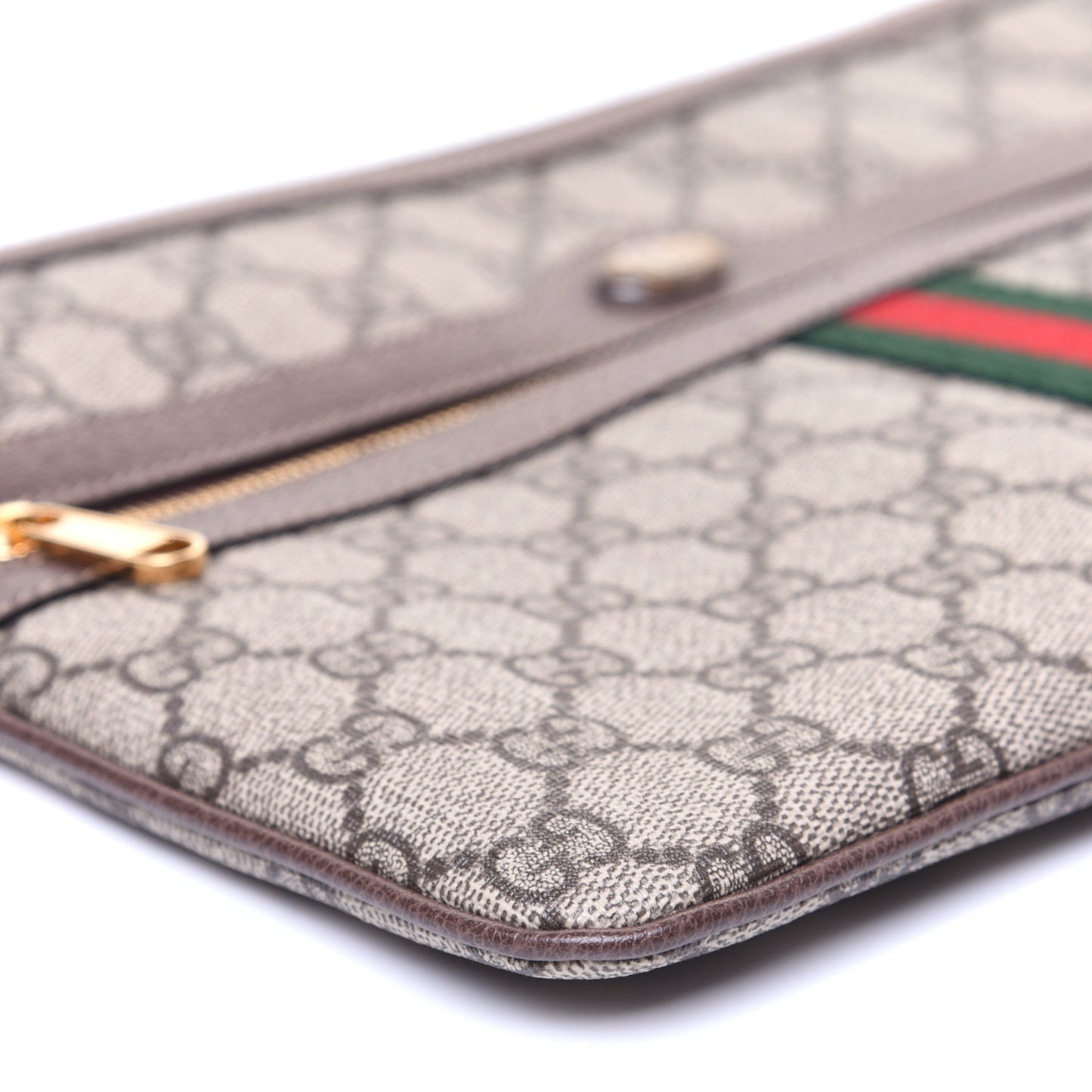 GG Supreme Monogram Large Ophidia Pouch Clutch Brown