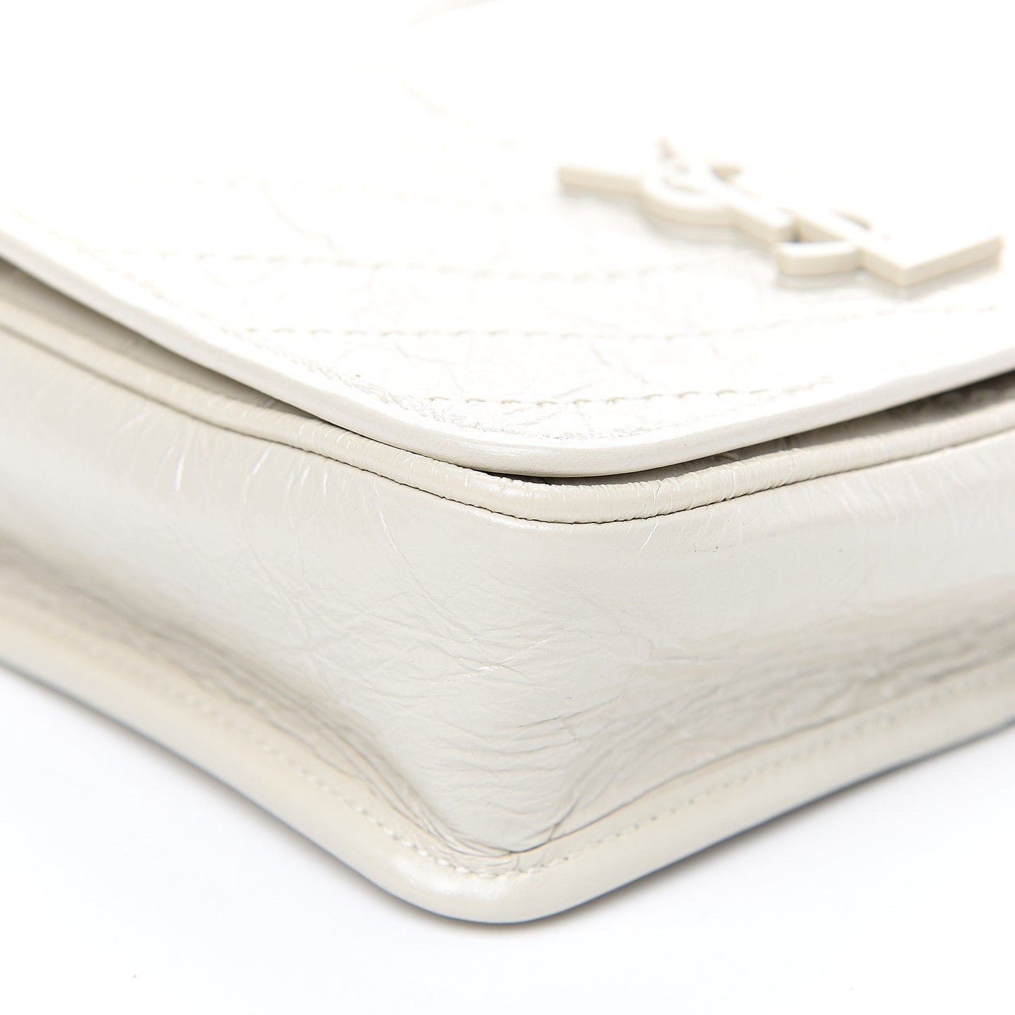 Crinkled Calfskin Matelasse Monogram Niki Chain Wallet Crema Soft