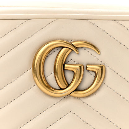 Gucci Calfskin Matelasse Small GG Marmont Chain Shoulder Bag White 10 of 12