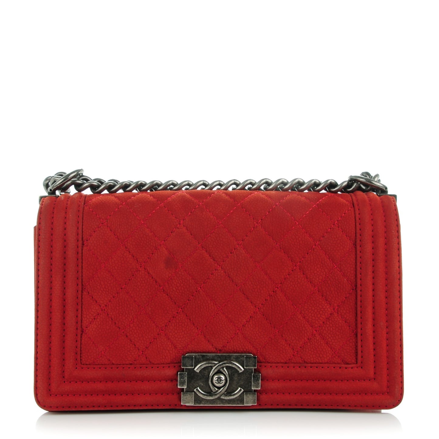 Iridescent Caviar Quilted Medium Boy Flap Dark Orange