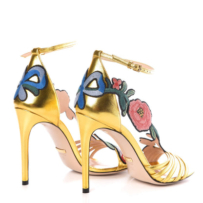 Gucci Metallic Nappa Ophelia High Heel Sandals 36 Gold 4 of 7