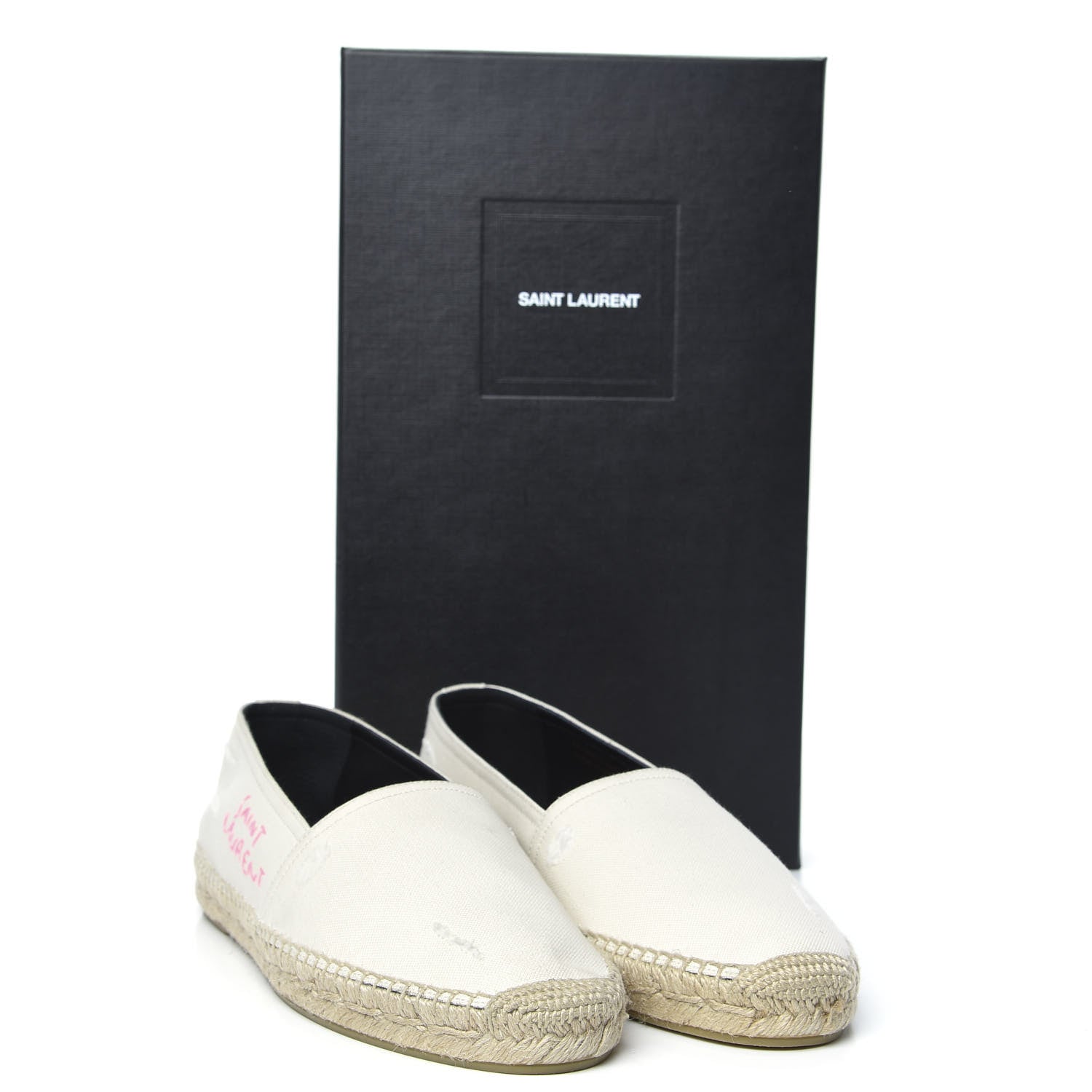 Saint Laurent Canvas Elba Logo Embroidered Espadrilles 41.5 Panna 9 of 9