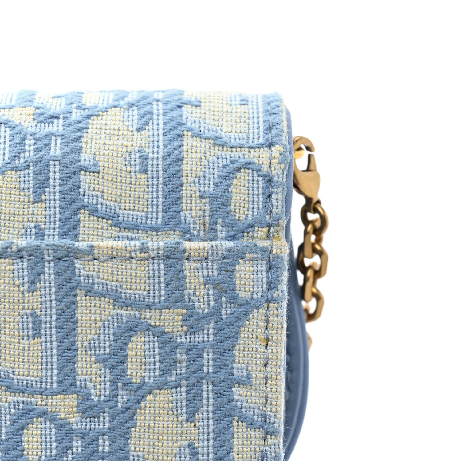 Christian Dior Oblique Saddle Chain Long Wallet Cornflower Blue 15 of 20