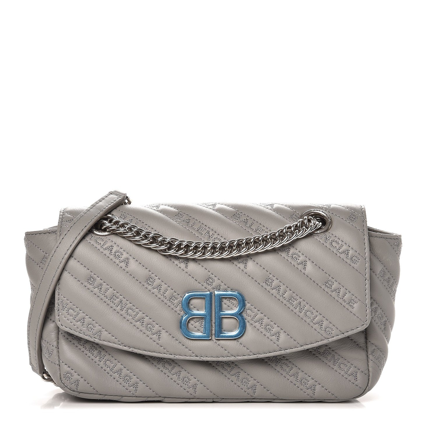Calfskin Logo Matelasse S BB Round Shoulder Bag Gris Haussmannien