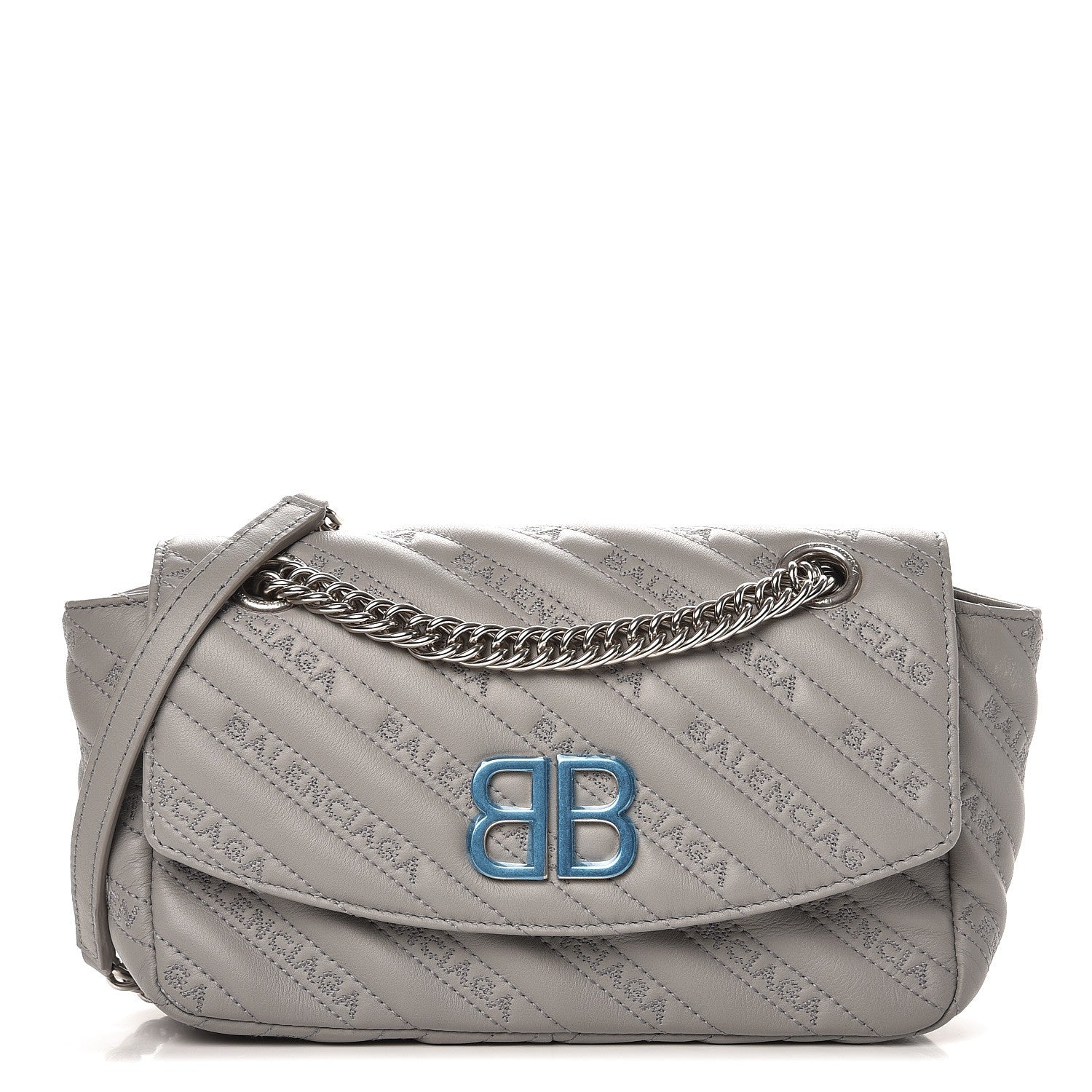 Balenciaga Calfskin Logo Matelasse S BB Round Shoulder Bag Gris Haussmannien 1 of 7