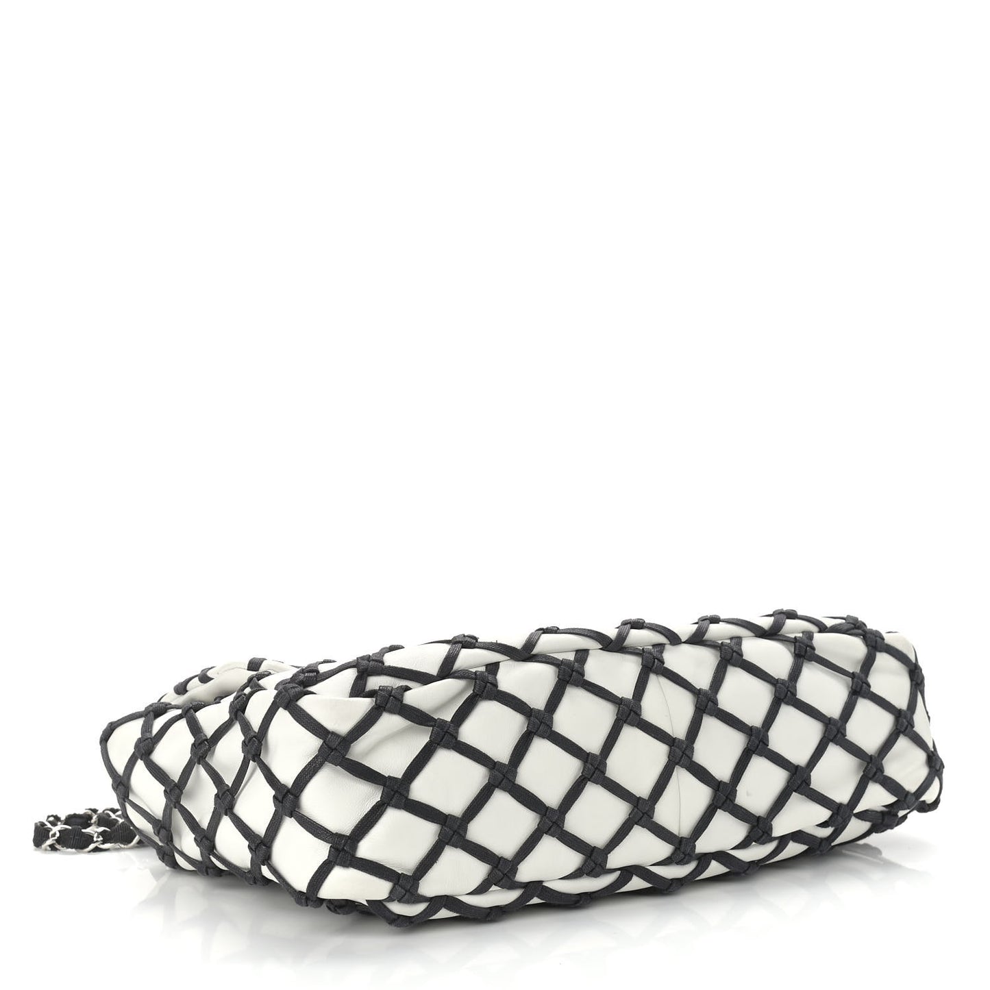 Lambskin Jumbo Canebiers Net Flap White