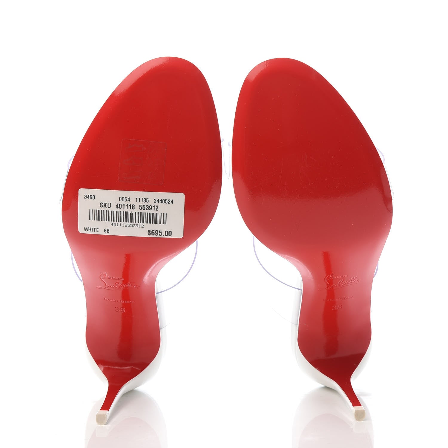 Christian Louboutin Patent PVC Just Nothing 85 Slide Sandals 38 White 5 of 9