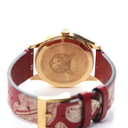 Gucci Stainless Steel Calfskin 38mm G-Timeless Butterfly Quartz Watch Red 4 of 5