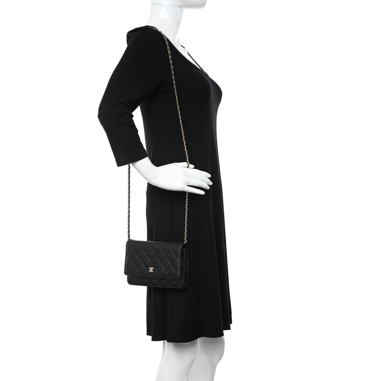 Chanel Caviar Quilted Wallet on Chain WOC Black 2 of 12