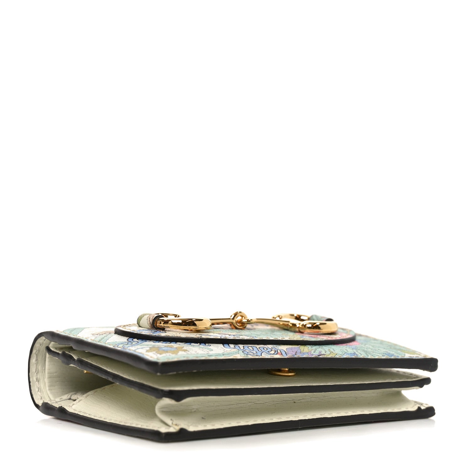 Gucci New Shangai Calfskin Tiger Savanah Horsebit 1955 Card Case Wallet Chalky White Multicolor 4 of 8