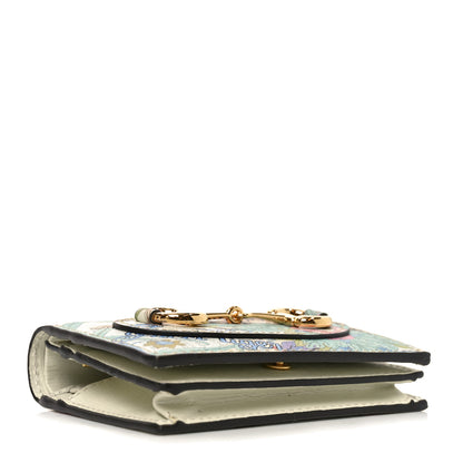 Gucci New Shangai Calfskin Tiger Savanah Horsebit 1955 Card Case Wallet Chalky White Multicolor 4 of 8