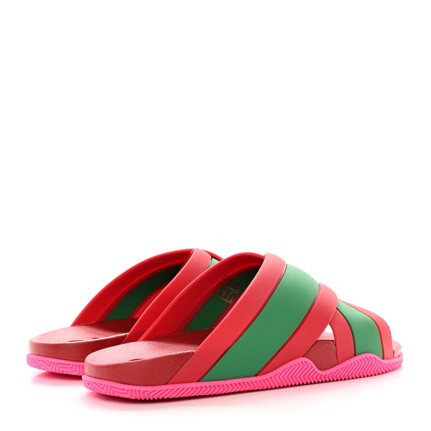 Gucci Rubber Web Womens Criss Cross Slide Sandals 41 Coral New Shamarock 4 of 13