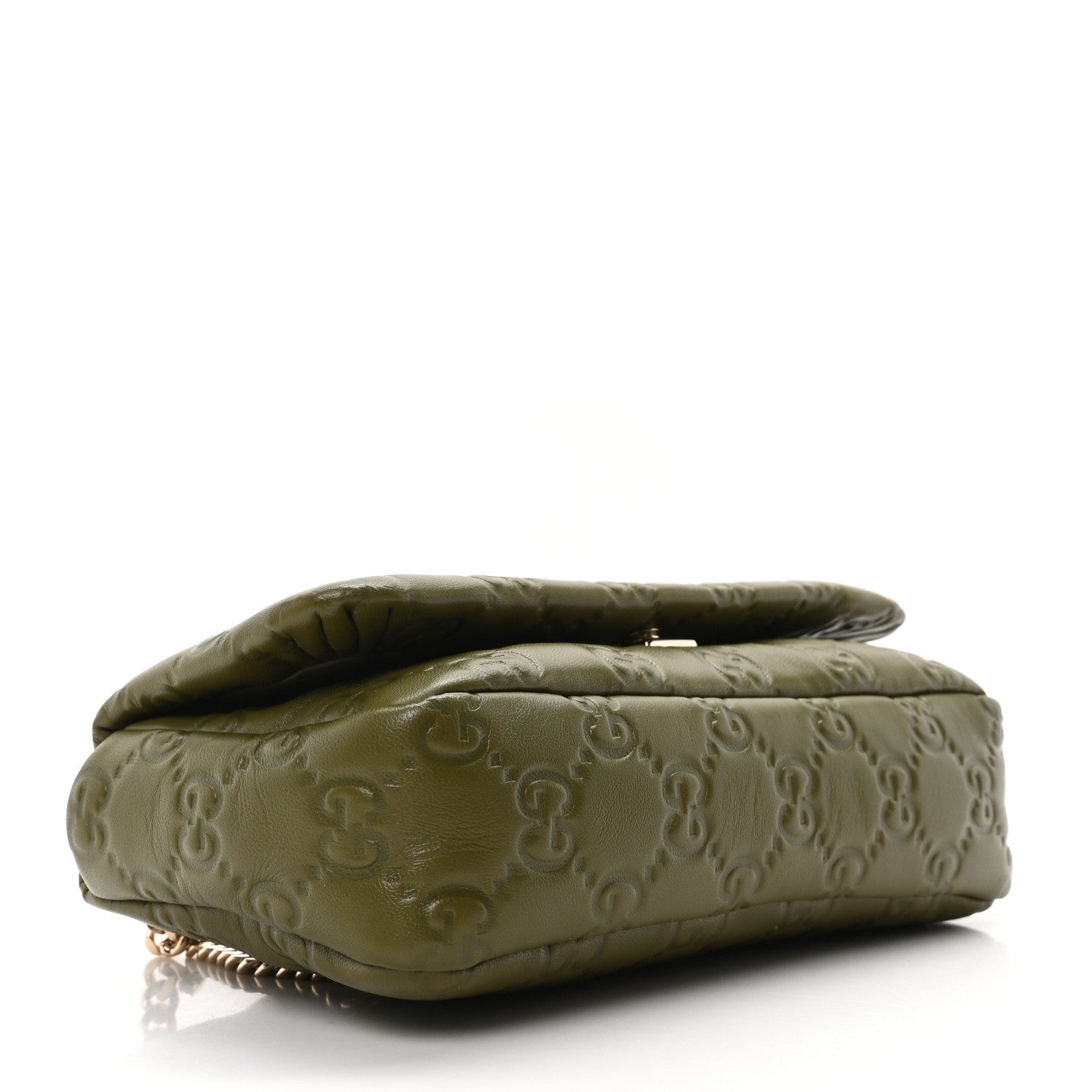 Gucci Lambskin Embossed Mini GG Milano Top Handle Shoulder Bag Green 4 of 9