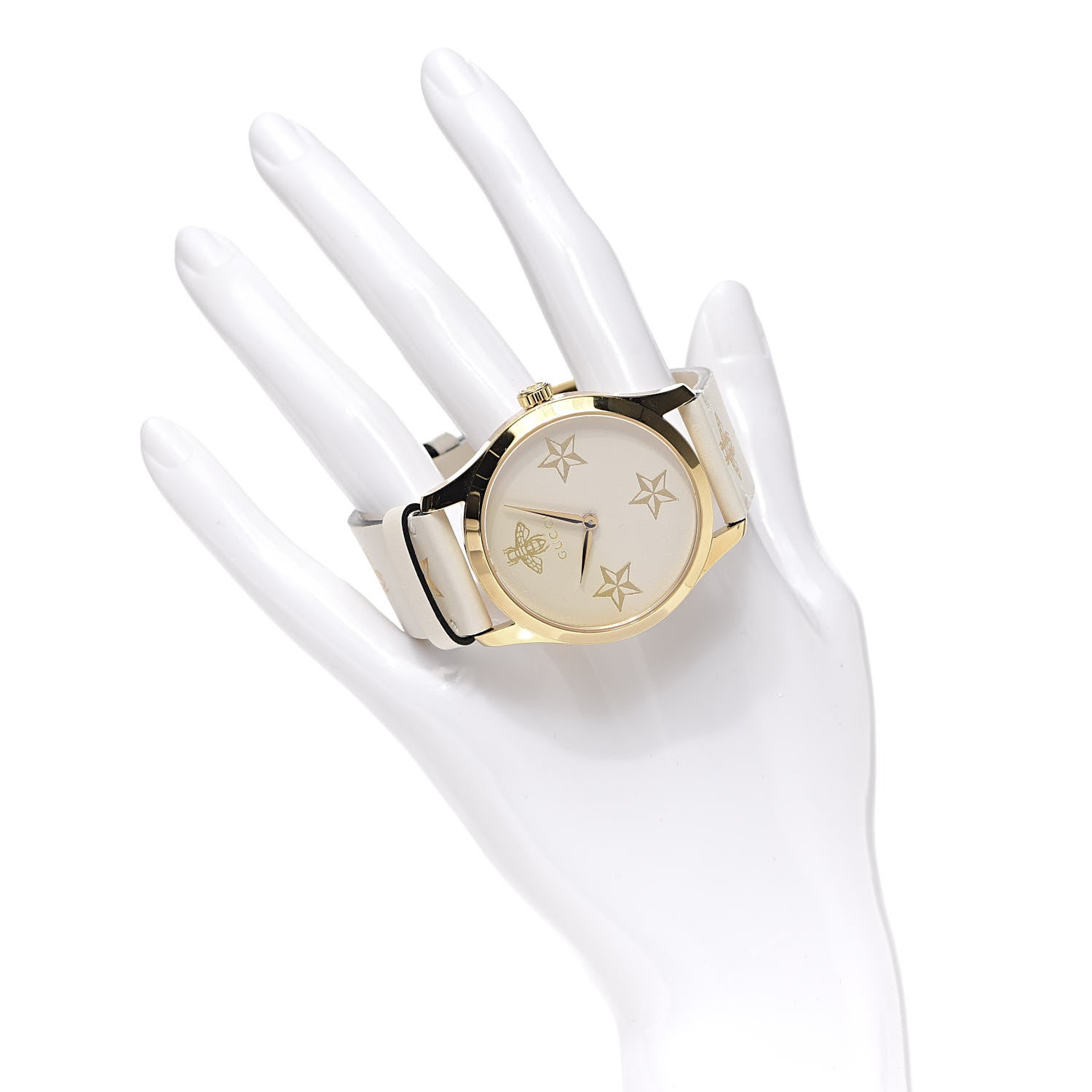 Gucci Stainless Steel Calfskin 38mm G-Timeless Bee Star Quartz Watch White 2 of 7