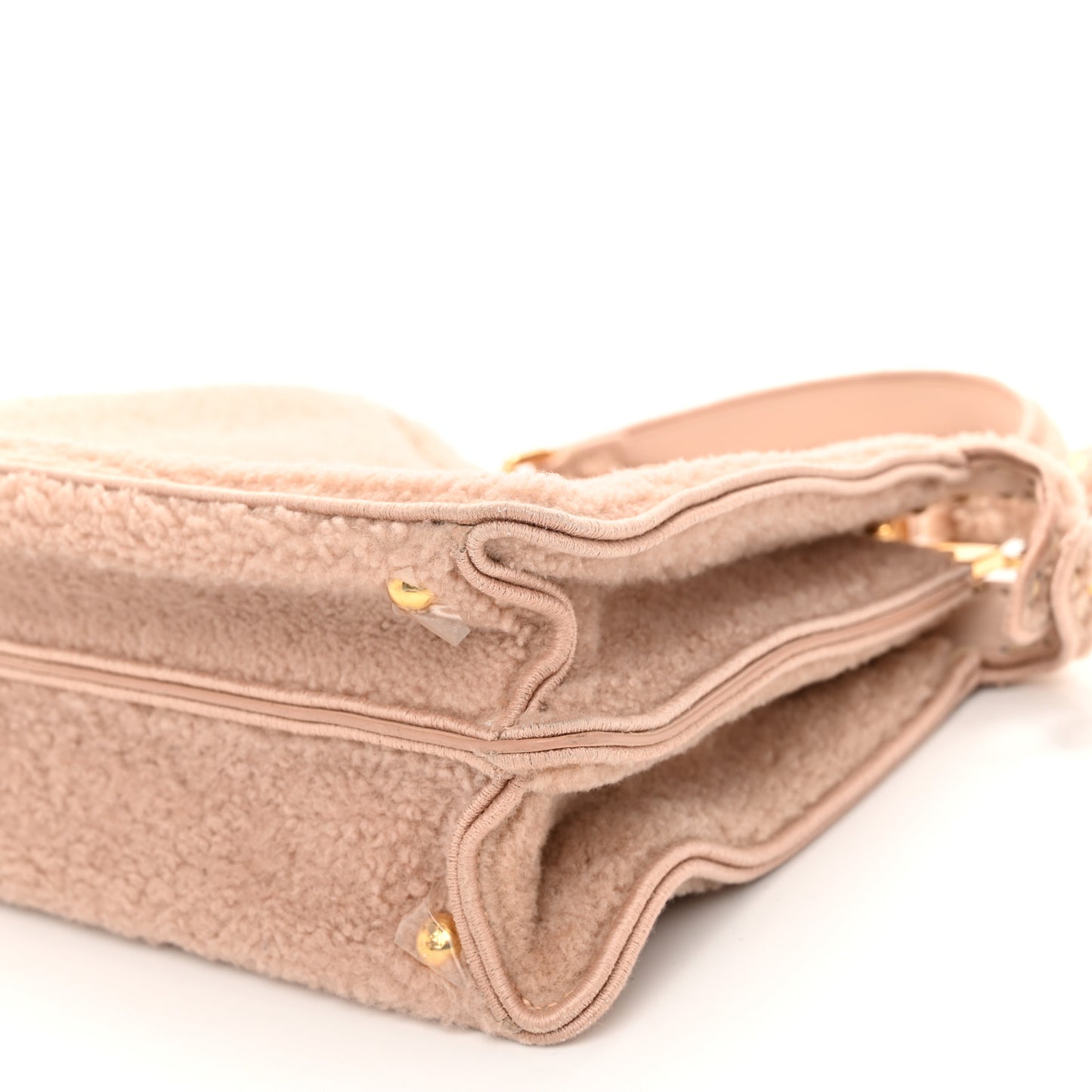 Curly Shearling Shiny Nappa Medium Peekaboo I SEE U Satchel Rosa Plaster