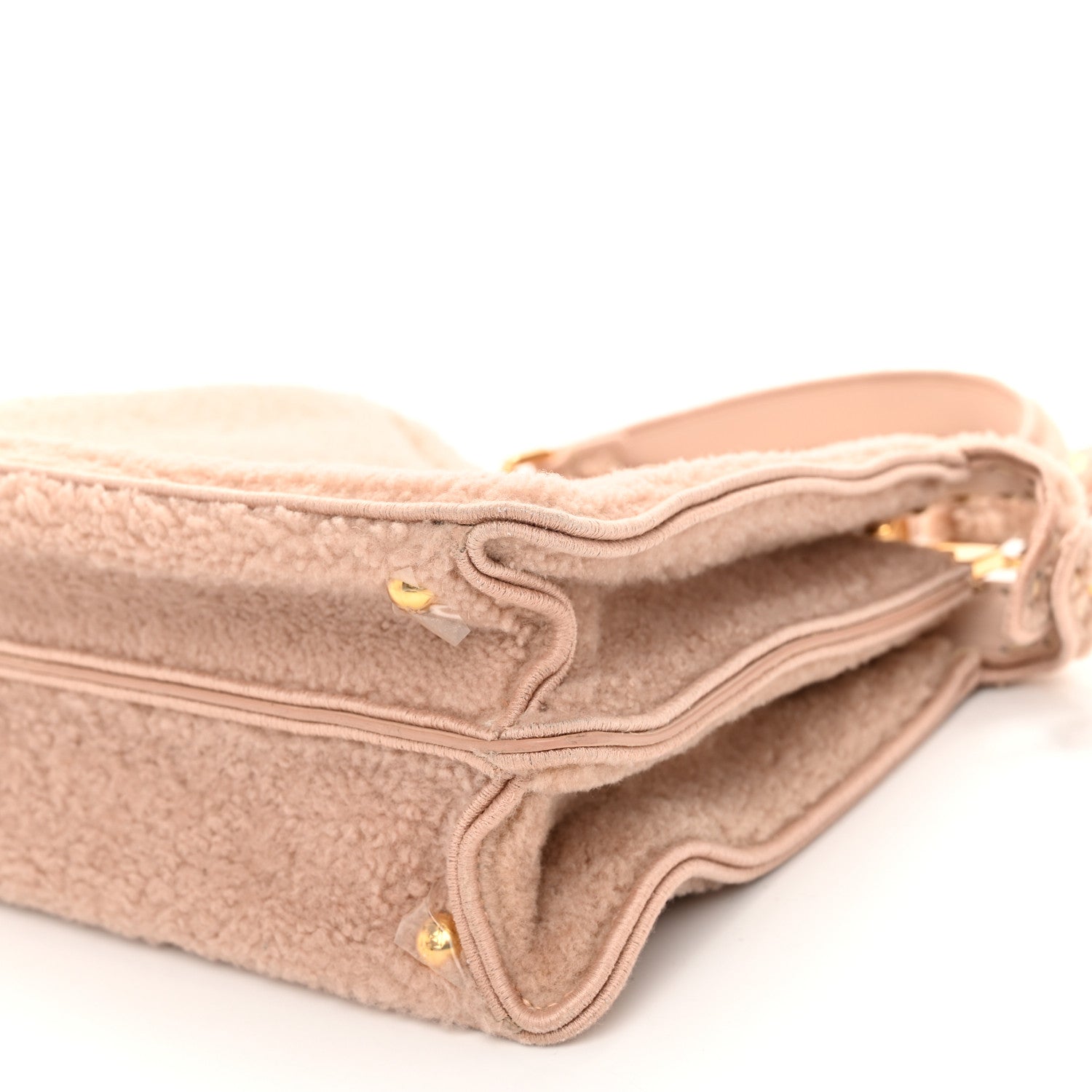 Fendi Curly Shearling Shiny Nappa Medium Peekaboo I SEE U Satchel Rosa Plaster 11 of 12