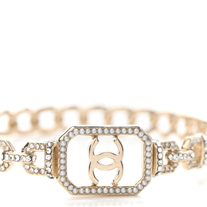 Chanel Crystal CC Vendome Hoop Earrings Gold 3 of 5