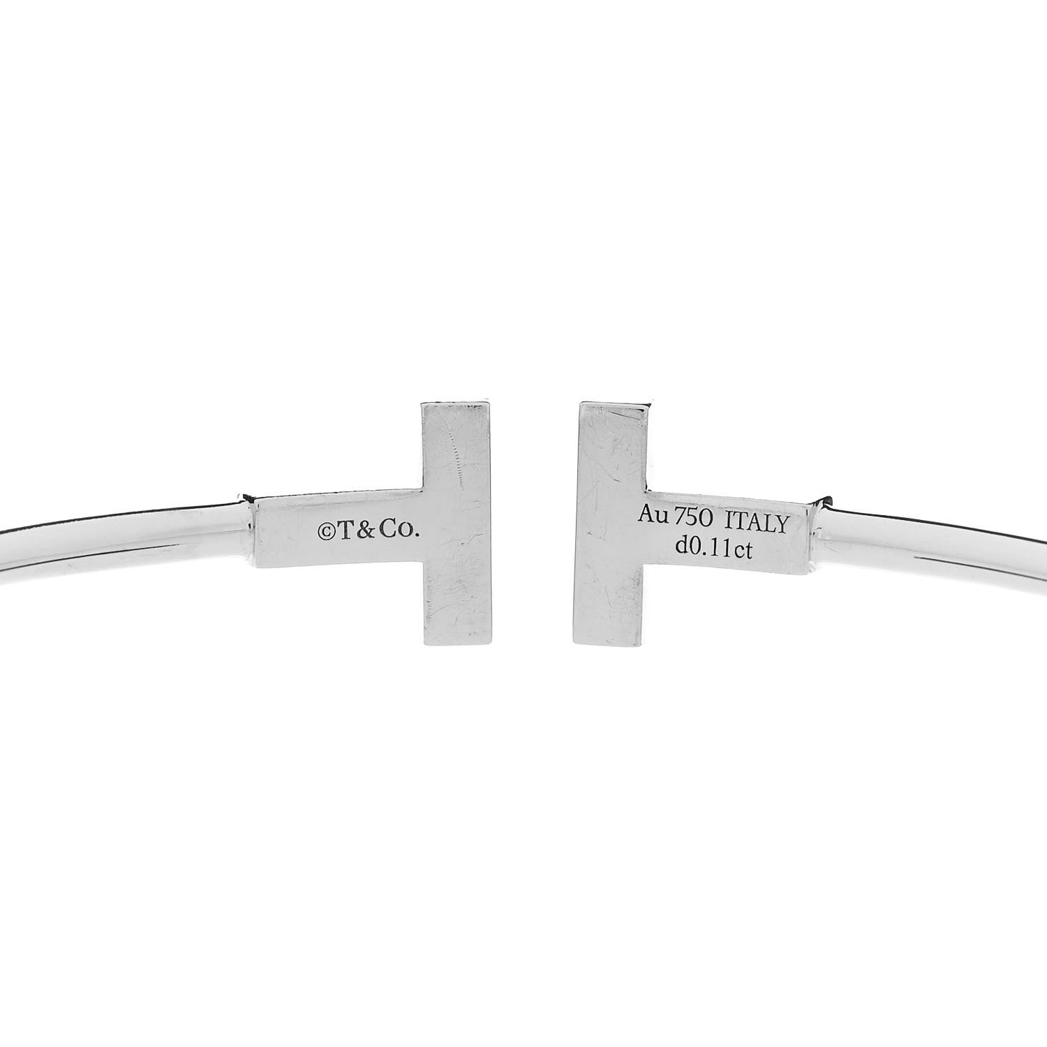 Tiffany 18K White Gold Diamond Turquoise T Wire Bracelet 3 of 4