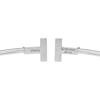 Tiffany 18K White Gold Diamond Turquoise T Wire Bracelet 3 of 4