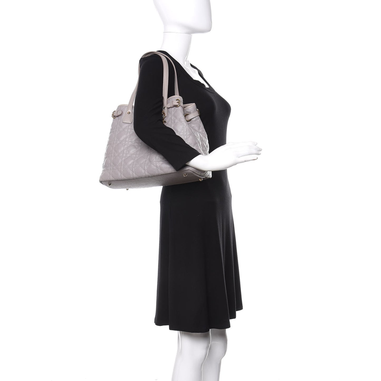 Coated Canvas Cannage Small Panarea Tote Grey