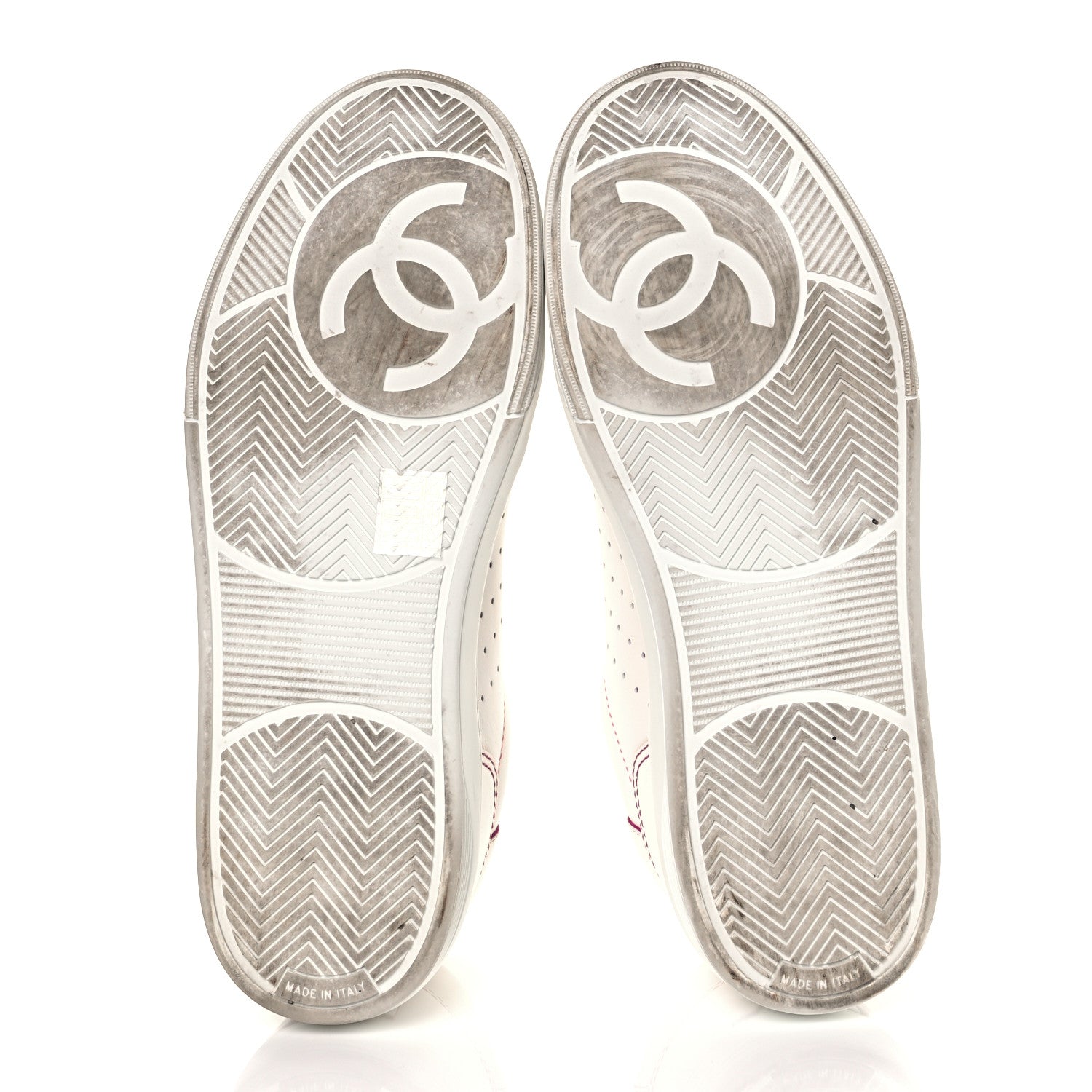 Chanel Calfskin Womens Logo Sneakers 41 White Pink 6 of 9