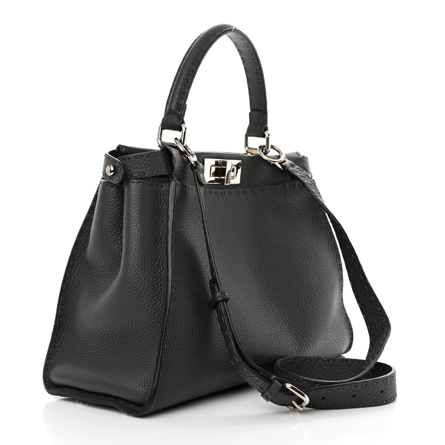 Cuoio Romano Selleria Bi-Color Medium Peekaboo Iconic Satchel Asfalto Latte