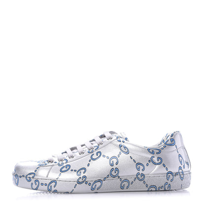 Gucci Miro Rubber Wax GucciGhost Print Mens New Ace Sneakers 10.5 Silver 1 of 11