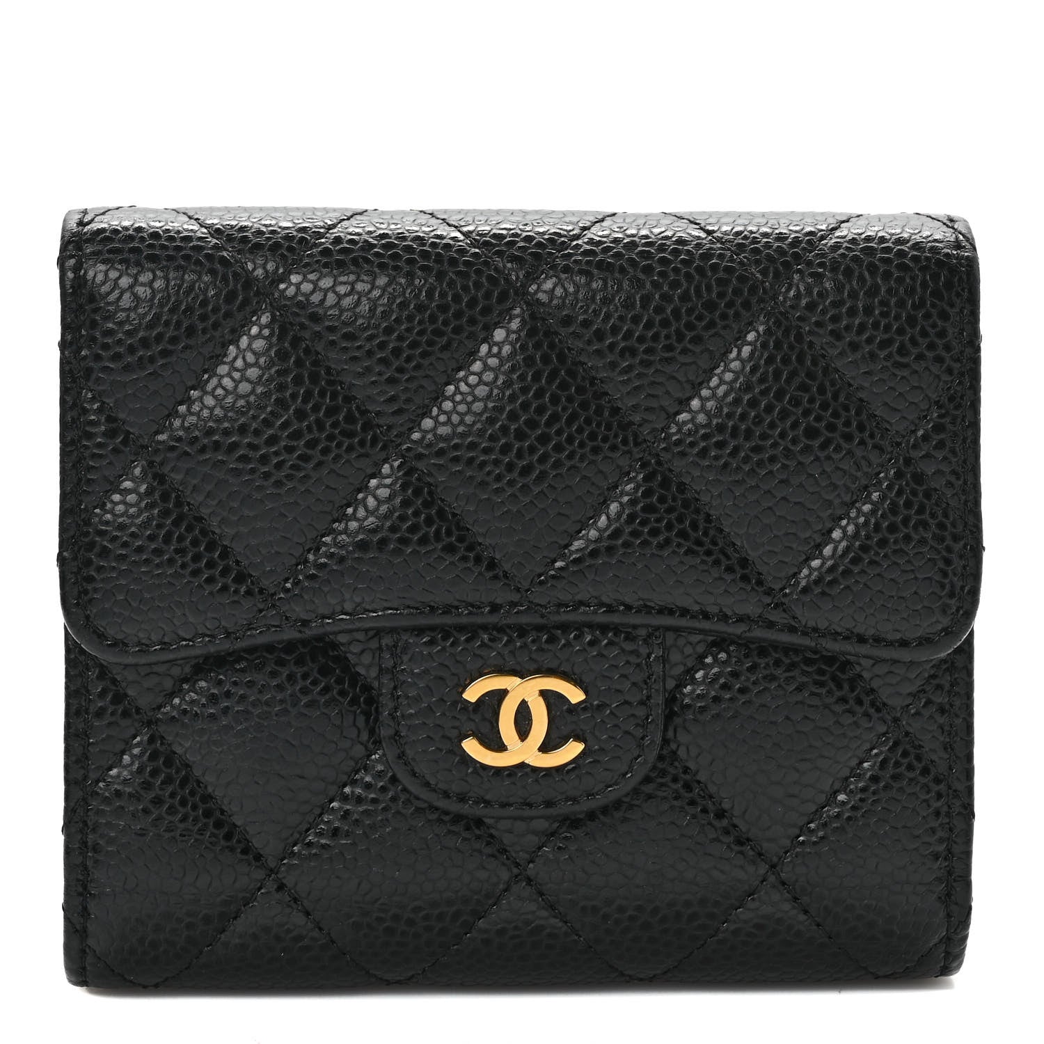 Chanel Caviar Quilted Compact Flap Wallet Black 1 of 7