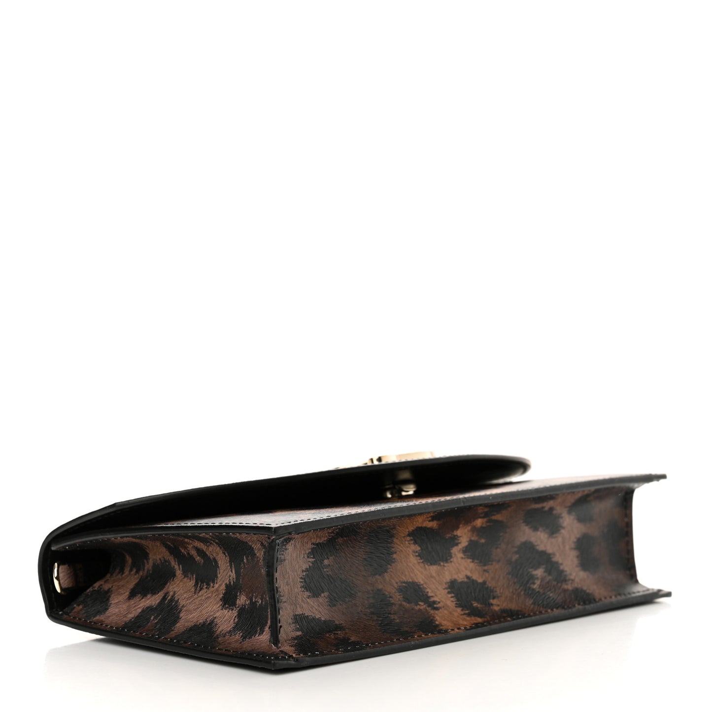 Calfskin Kitty Print Loubi54 Crossbody Clutch Brown Gold