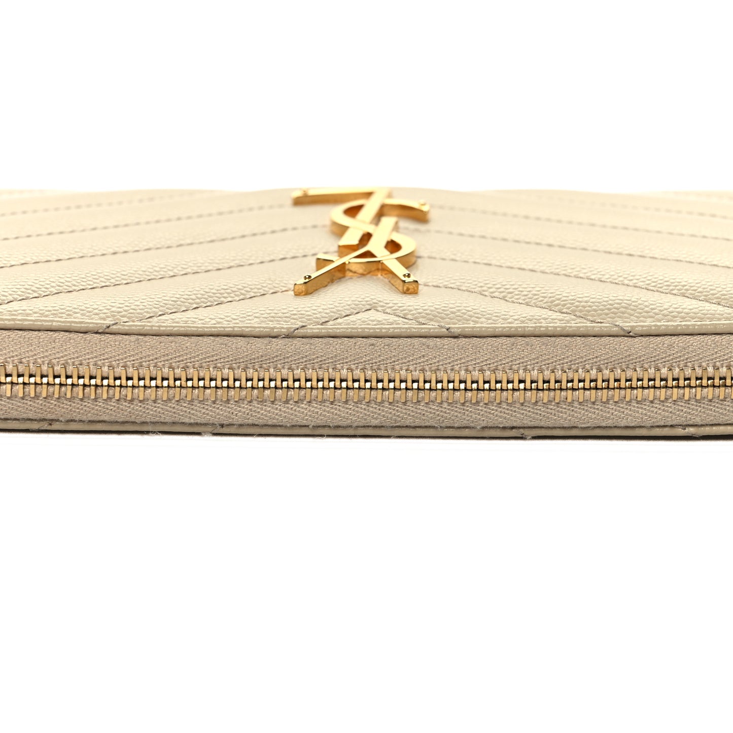 Grain De Poudre Matelasse Chevron Monogram Zip Around Wallet Dark Beige