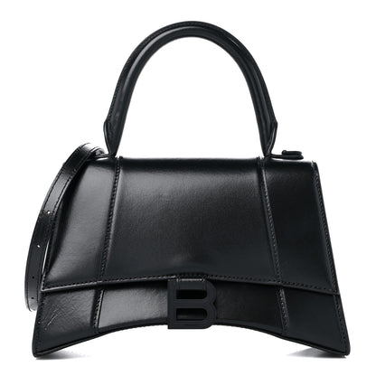 Balenciaga Shiny Box Calfskin Monochrome Small Hourglass Top Handle Bag Black 1 of 11