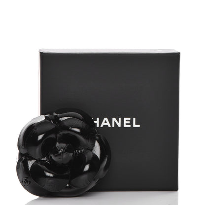 Chanel Glazed Calfskin Camellia Brooch Black 6 of 6