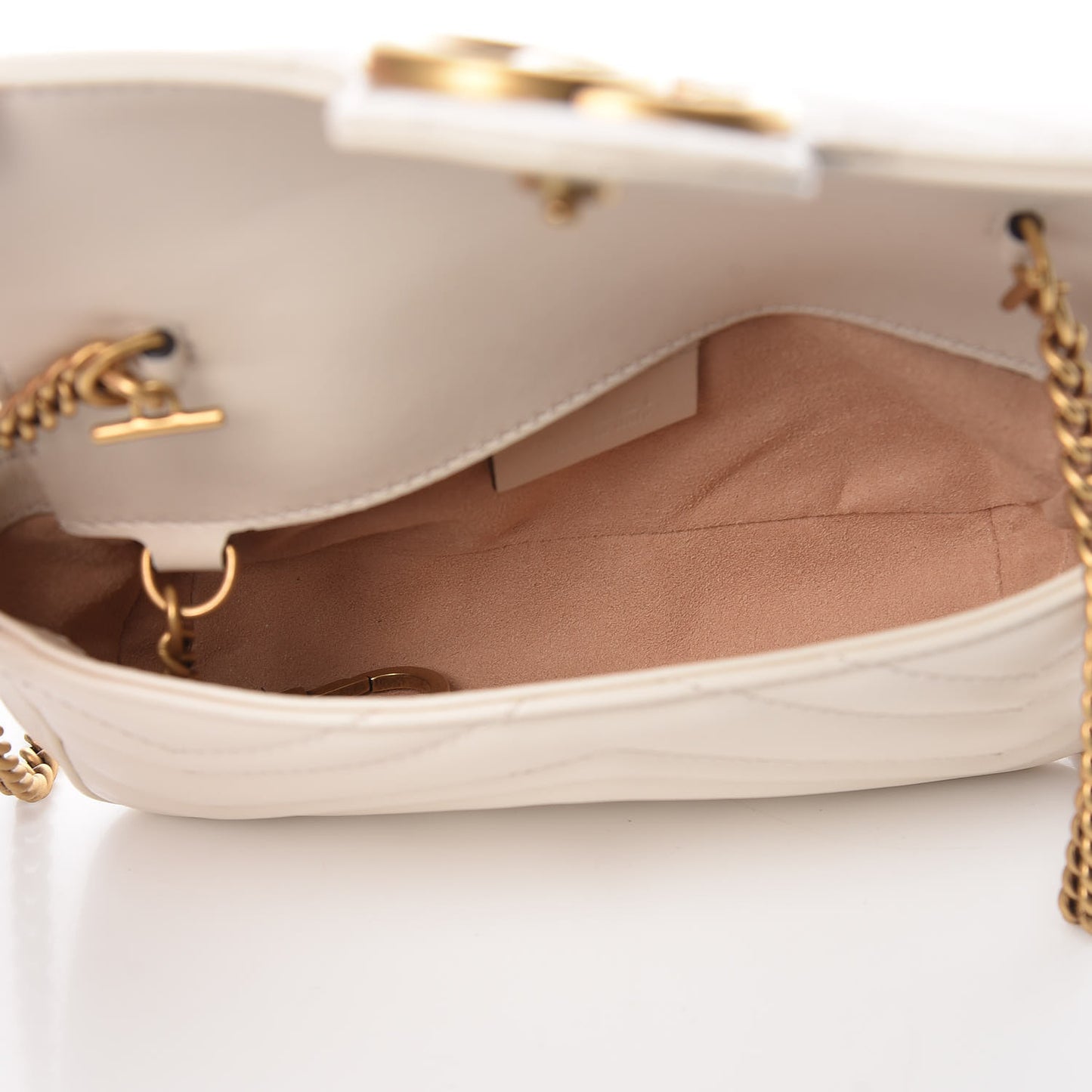 Calfskin Matelasse Super Mini GG Marmont Shoulder Bag White
