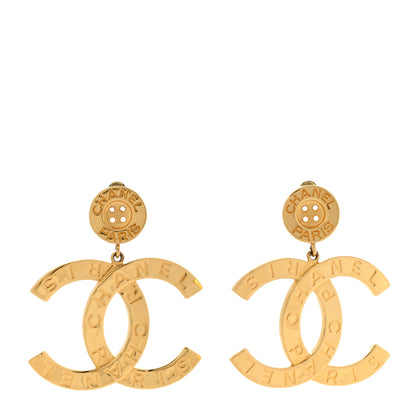 Chanel Metal Large Paris Button Earrings Gold 1 of 5