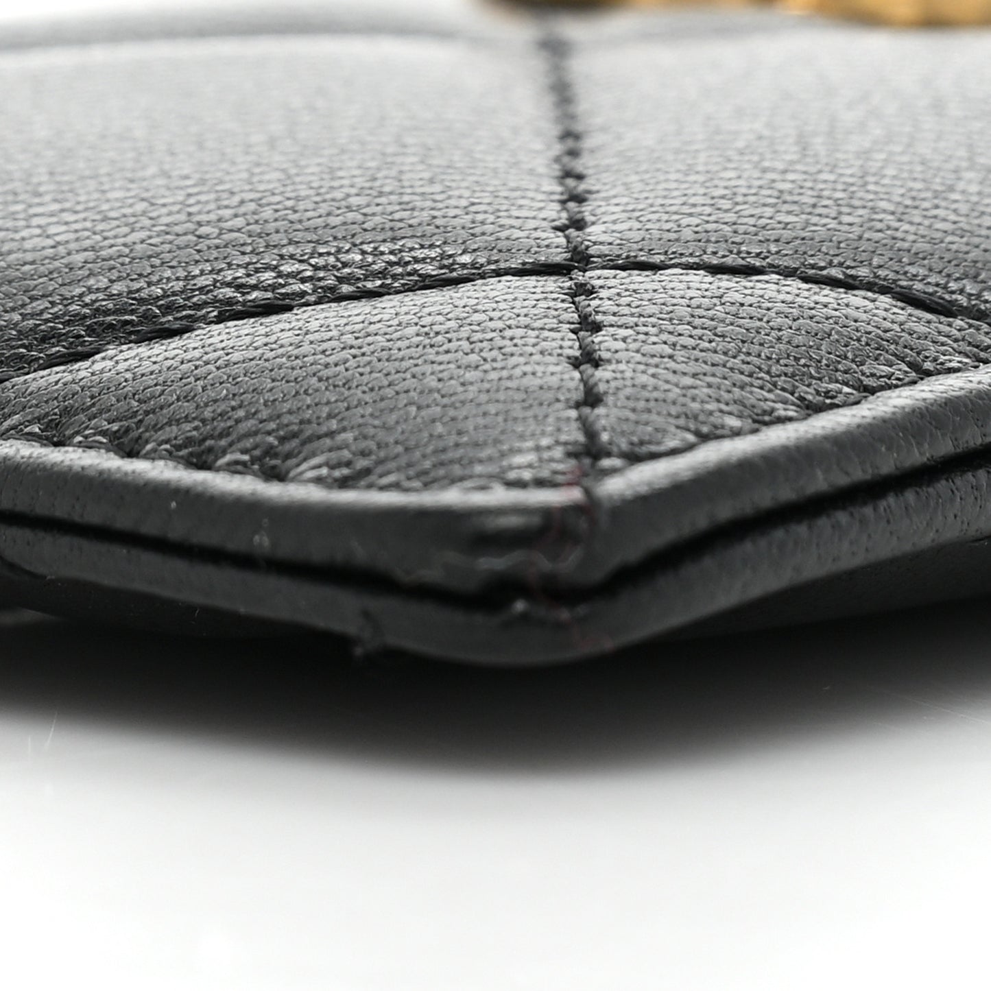 Goatskin Quilted Chanel 19 Card Holder On Chain Black