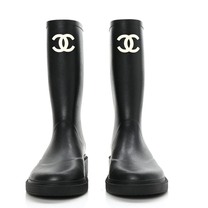 Chanel Caoutchouk CC High Boots 42 Black 2 of 8